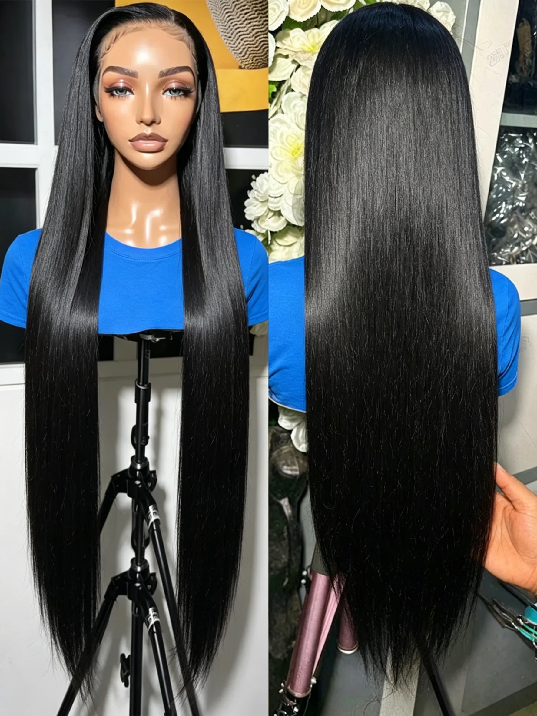 

250% Density 13x6 HD Lace Front Human Hair Wig 360 Full Lace Brazilian Straight Wig 30 40 Inch Preplucked 13x4 Frontal For Women