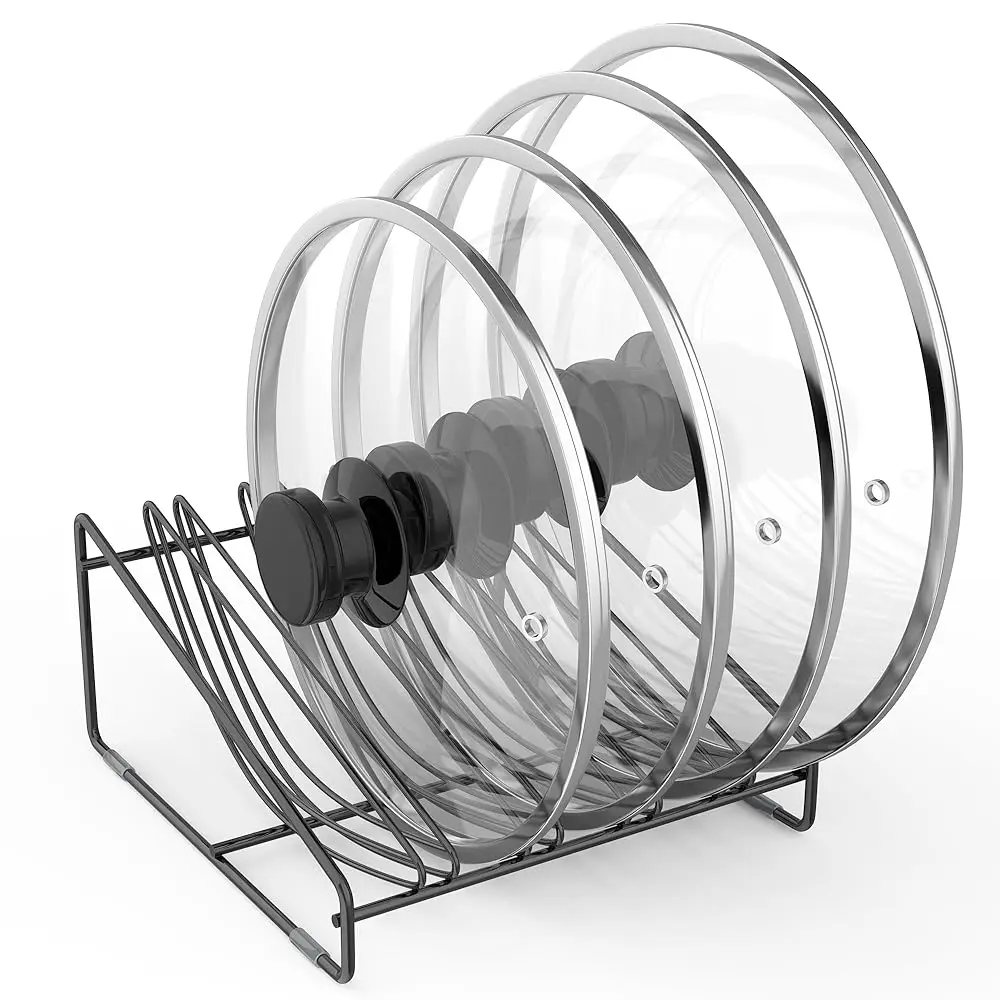 

Pot Lid Organizer Rack, 5-Slot Holder For Pot And Pan Lids, Space-Saving Kitchen Cabinet Organizer, Pan Lid Organizer,Pot Lid