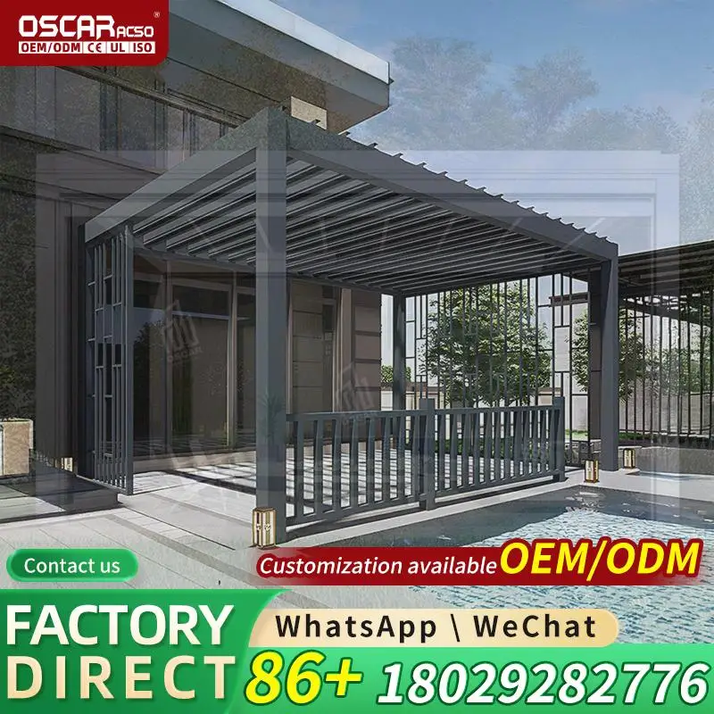 Outdoor Aluminum Bioclimatic Cover Louvered Structure for Restaurant BBQ Backyard pergola