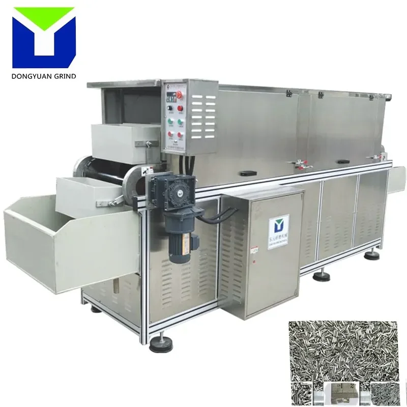 Fully automatic stainless steel parts and gemstone magnetic abrasive polishing machine.