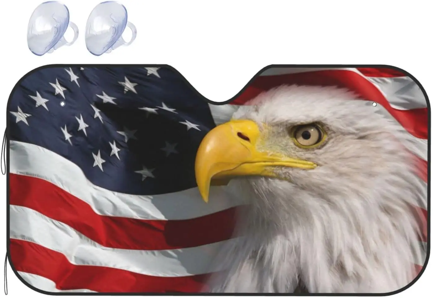 

USA Patriotic American Eagle Flag Windshield Sun Shade Block UV Ray Reflector Front Car Shade Foldable Sun Visor Protector for C