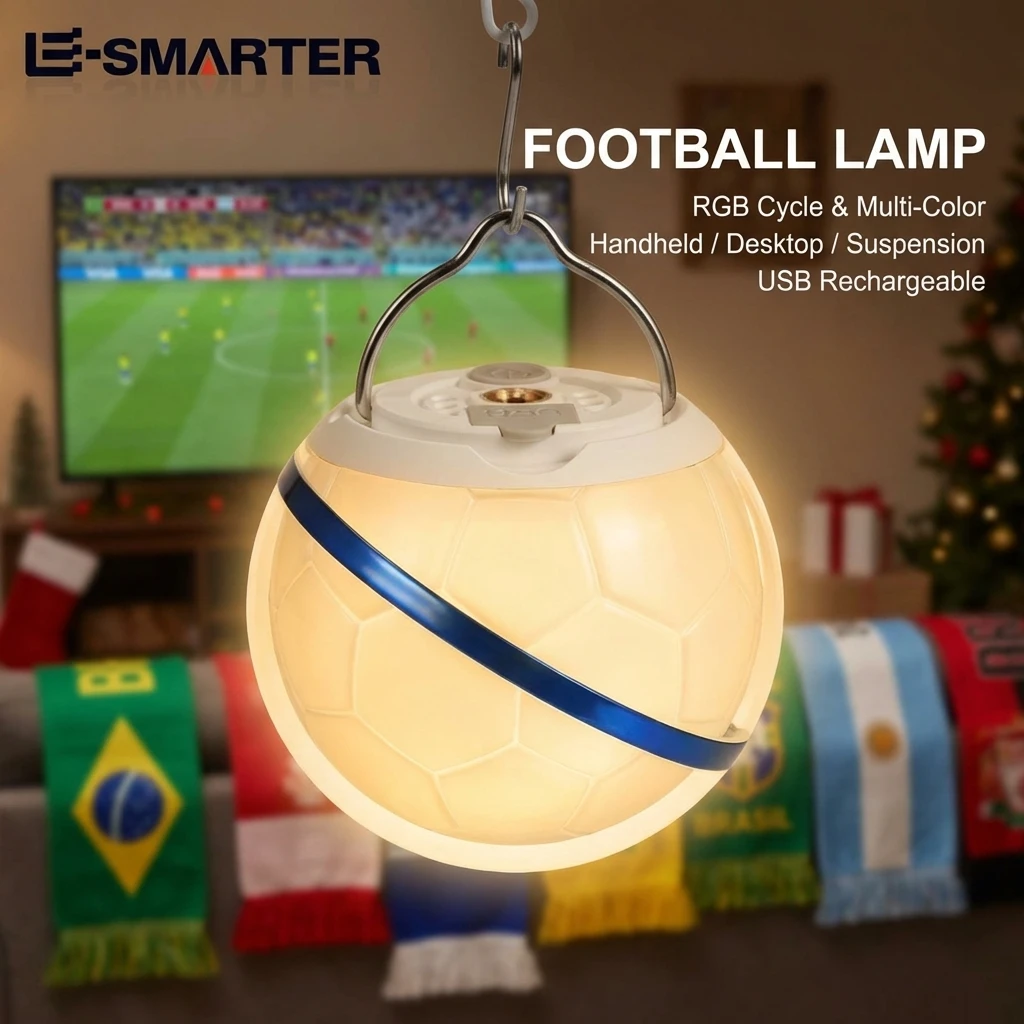 

Portable Rechargeable Outdoor Football Light Emergency Camping Lamp Warm Night Lighting for Home and Outdoor Use