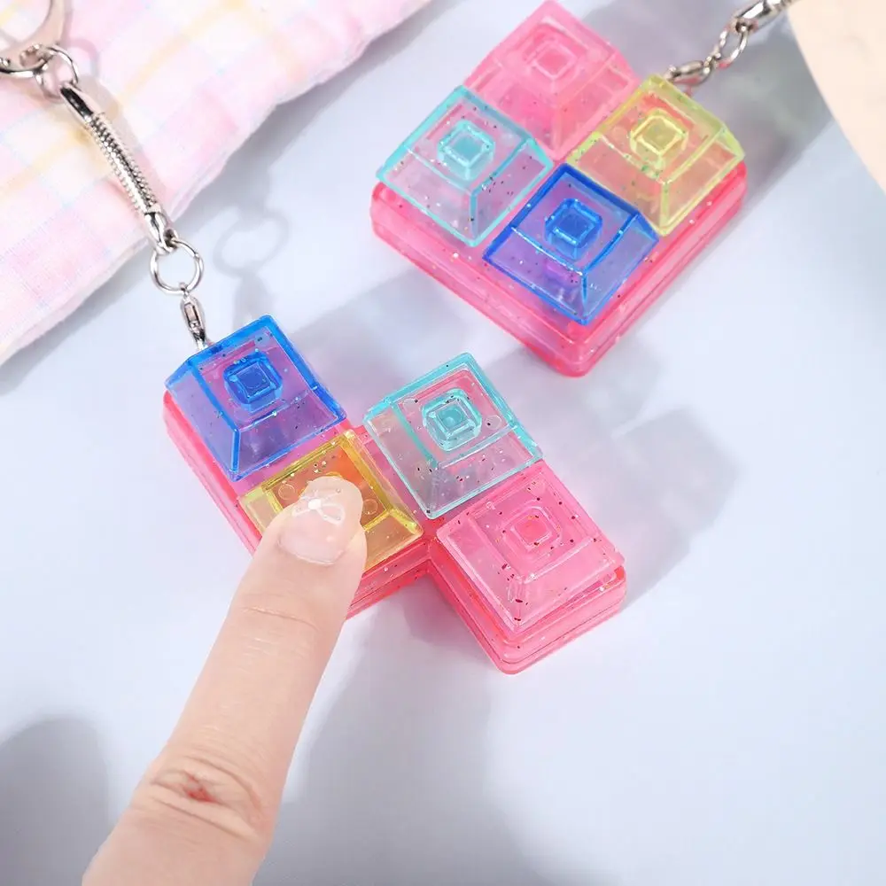 PVC Button Cap Fingertip Button Keychain Mechanical Keyboard Colorful Light Switch Key Chain Axle Tester Finger Gadget Gift