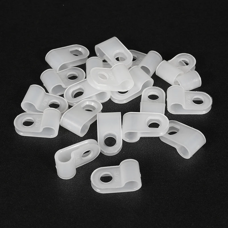 20pcs R-type Nylon Cable Clamp Wire Fixing Clip Cable Organizer Cord Clips for Wire Management R5/R6.4/R13/R15.8/R19/R25