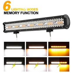 AUXBEAM 12inch / 20inch LED Work Light Bar 6 Modes Amber White LED Light Pods Memory Function Off Road Truck Fog Driving Light