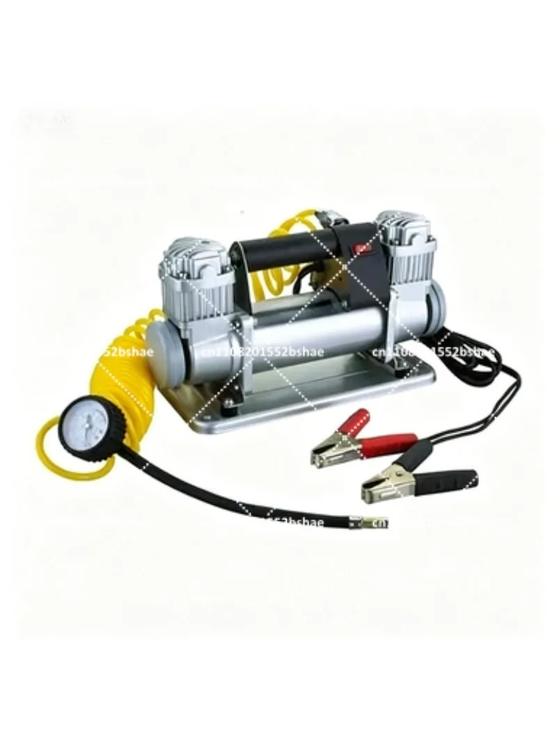 12V Twin Cylinder Air Compressor Portable Car Tire Inflator Pump with LED Light