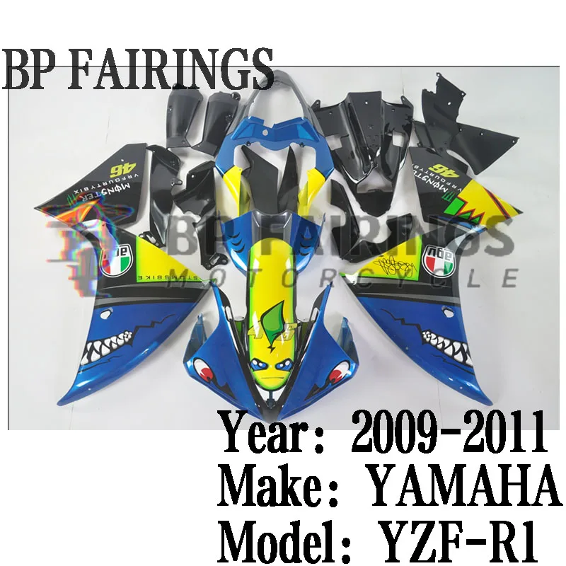 NEW ABS Motorcycle full Fairing Kit fit For YZF R1 YFZ-R1 2009 2010 2011Bodywork Fairings kits set Shark