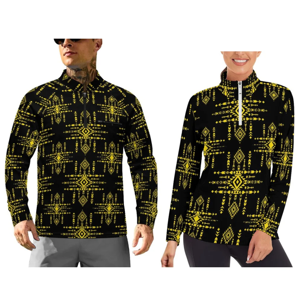 Long-Sleeved Sportswear Couple Outfits With Customizable Polynesian Floral Patterns Are Comfortable Sportswear