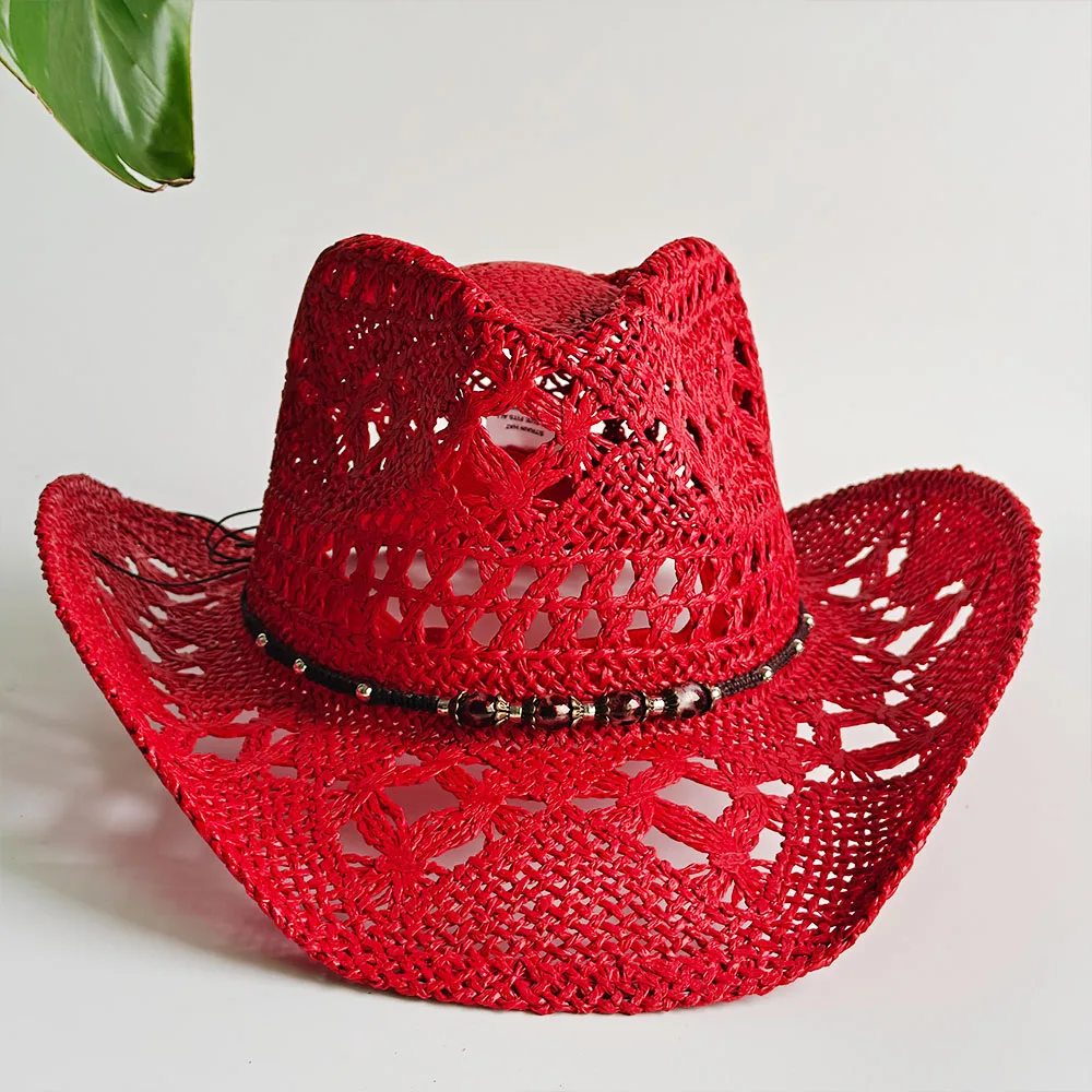 Western Cowboy Straw Hat for Men Boho hat Concho Summer Beach Sun Cap Unisex Curled Edge Wide Brim Men Sun Hat ковбойская шляпа