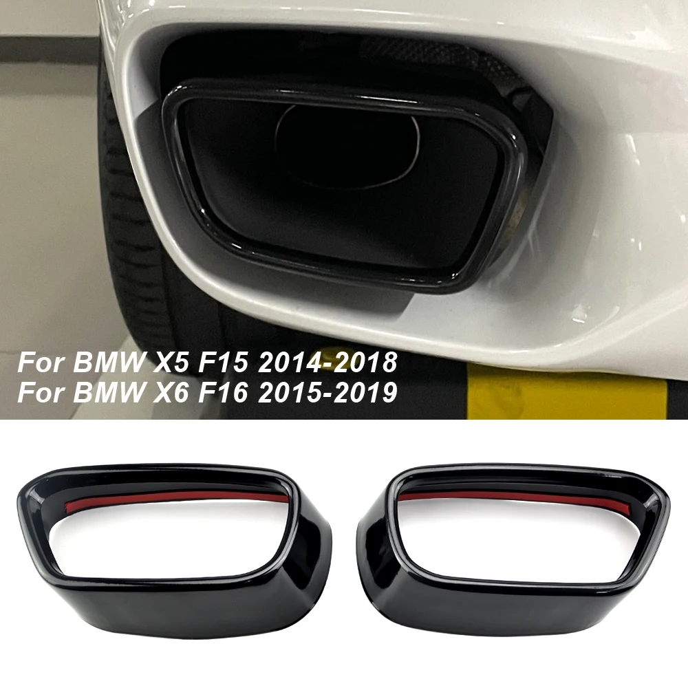 For BMW X5 F15 X6 F16 2015- 2018 M Sports Stainless Steel Carbon Texture Car Tail Muffler Exhaust Pipe Output Cover Parts Trim