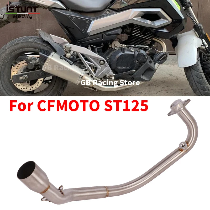 For CFmoto ST125 ST 125 Full System Motorcycle Exhaust Escape Moto Stainless Steel Connect 51mm Front Link Pipe Without Muffler