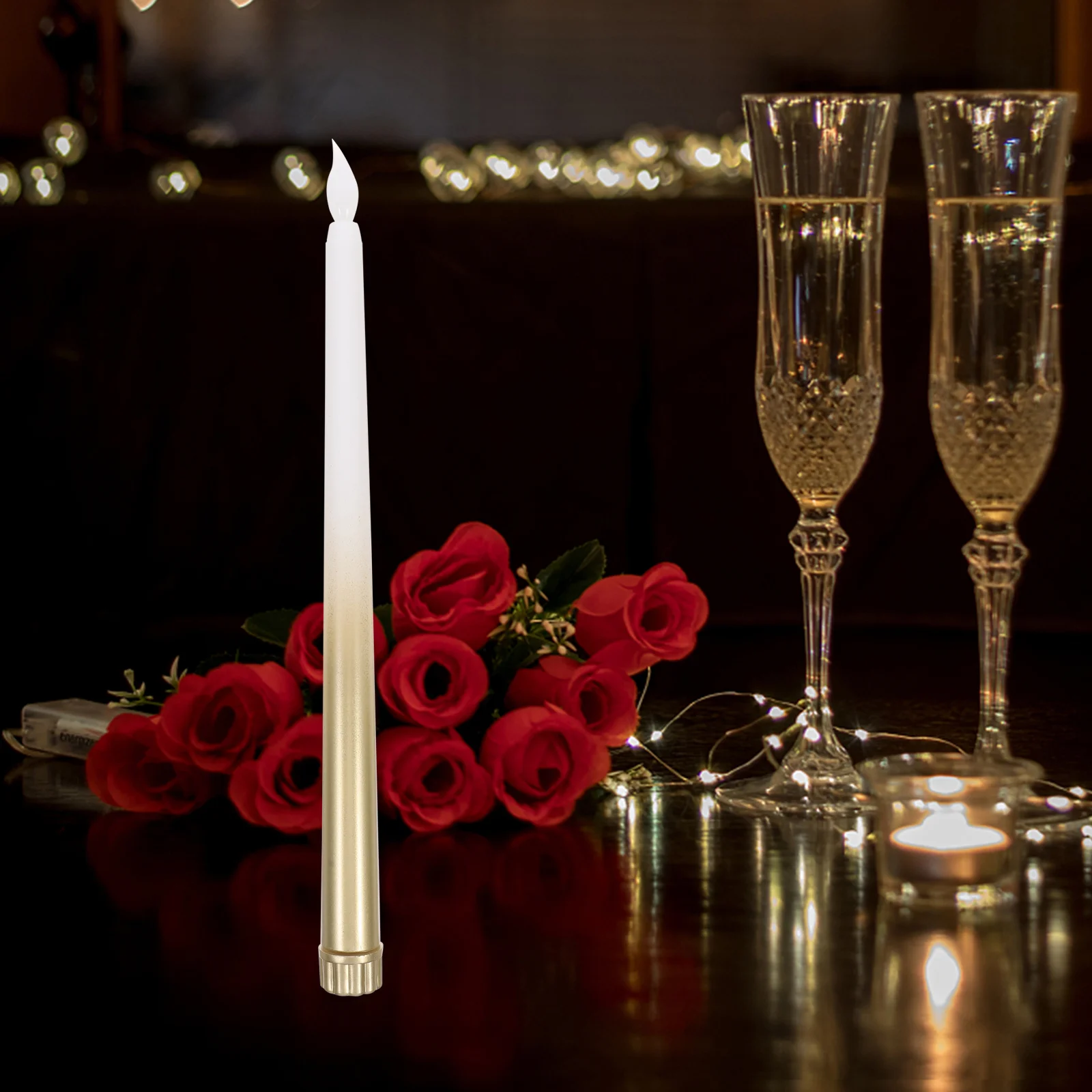 Decoração de luz LED velas cintilação piscando castiçais brancos cônicos sem chama