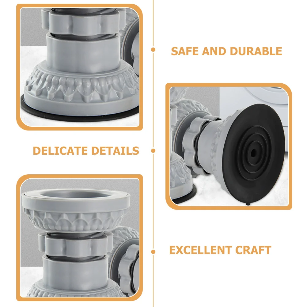 

4Pcs Washing Machine Foot Pads Anti-Slip Shock-Proof Height Adjustable Stabilizer Feet for Washer Dryer Furniture