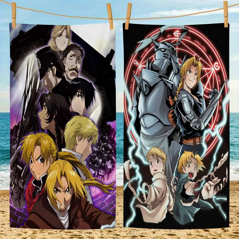 F-Fullmetal Alchemist Anime Beach Towel Bath Towels for Girl Microfiber Quick Dry Custom Sand Free Beach Yoga Spa Gym Pool