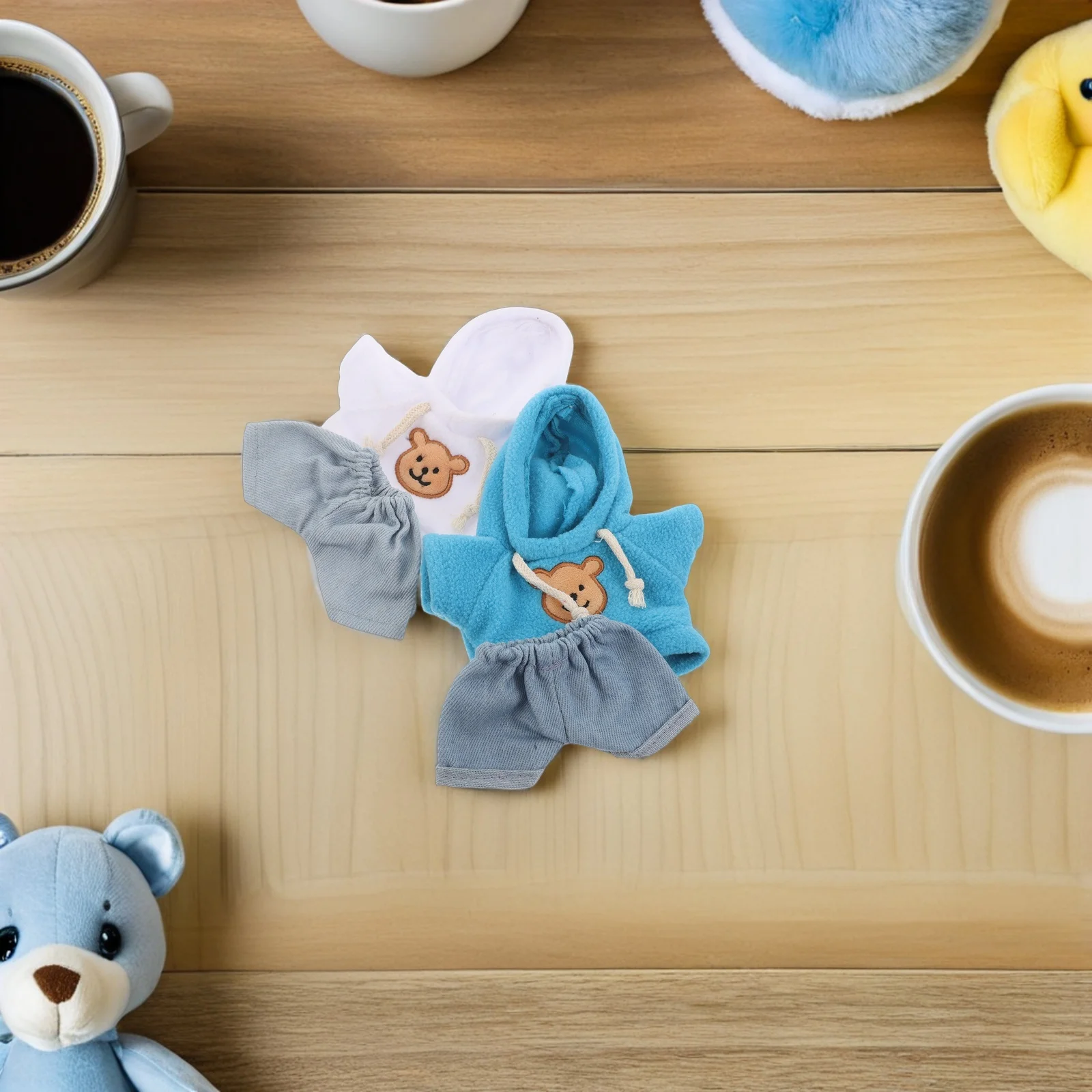 4pcs Bear Stuffed Animal Clothing Set For 8 Inch Cute Diy Bear Clothes Hoodie Jeans Outfit, Diy Kawaii Accessories