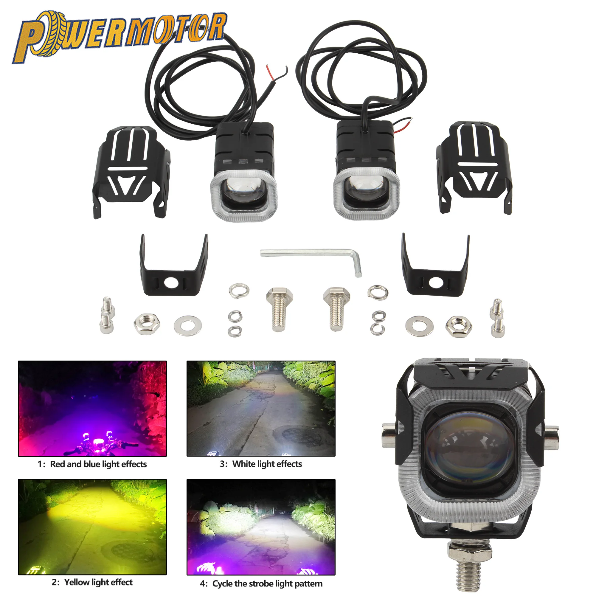 

Universal Motorcycle 3 Color Strong Light LED Spotlight Accessories Hi/Low Beam Daytime Running Lights Motocross Scooter Modifie