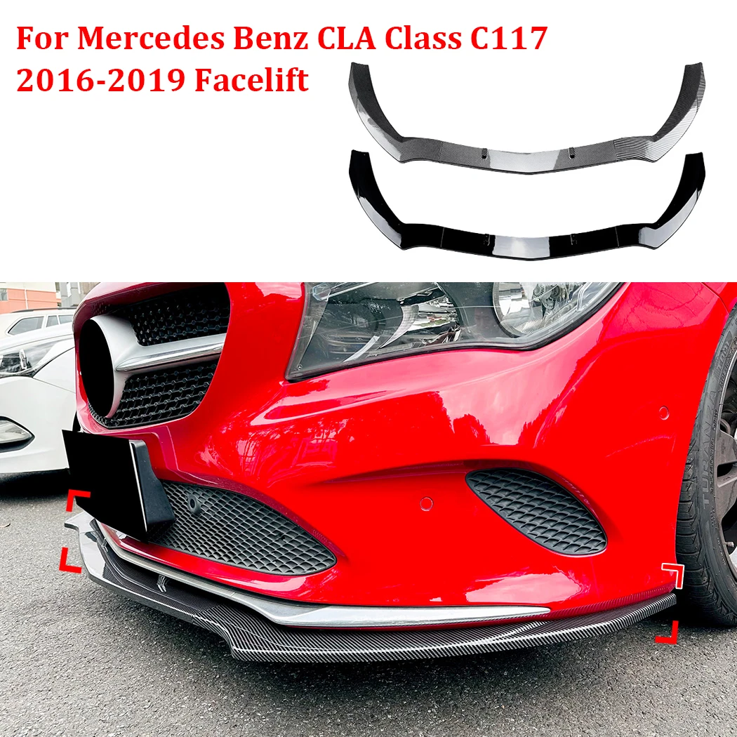 

For Mercedes-Benz CLA Class C117 CLA200 CLA260 CLA45 AMG 2016 2017 2018 2019 Front Bumper Spoiler Lip Lower Splitter Blade Kit