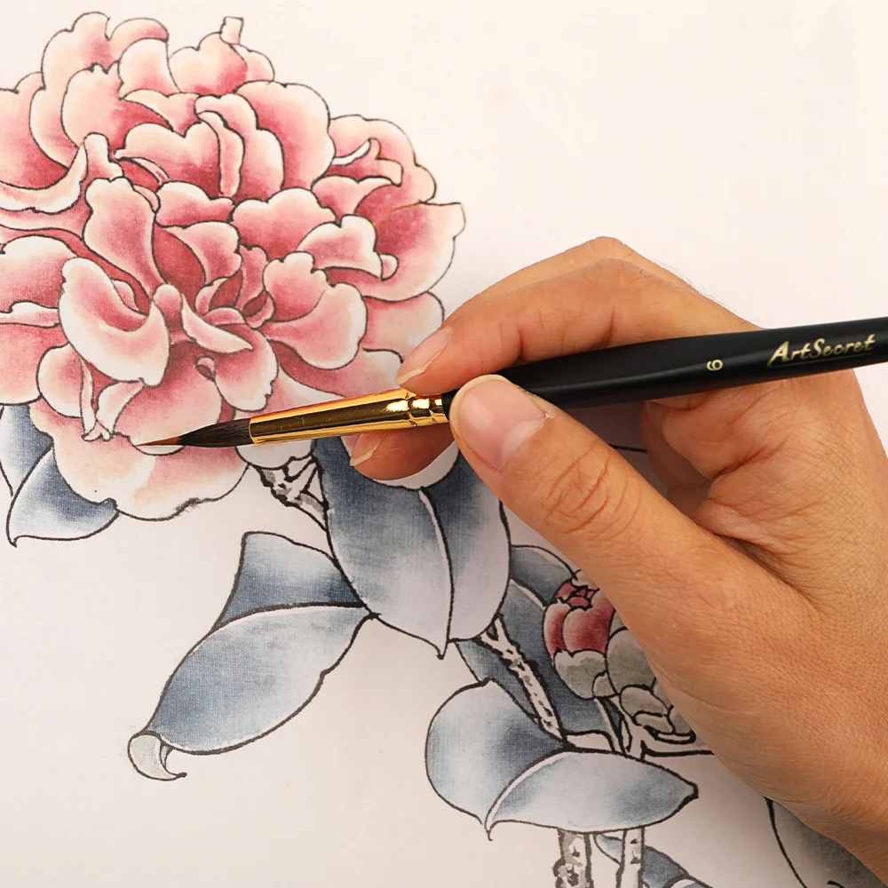 Artsecret Suluboya İnce Detaylandırma Boya Fırçası Üçgen Ahşap Saplı 2 katmanlı Sanat Astar Fırçası Akrilik Mürekkepler Guaj Boyama için