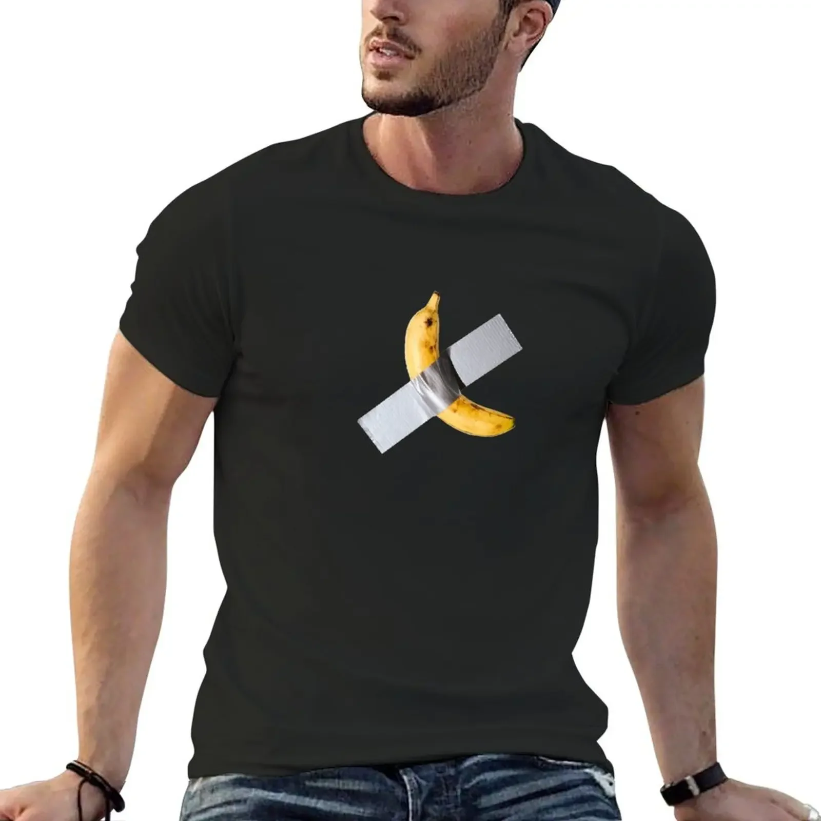 Funny duct tape banana art T-Shirt oversized graphics Luxury man funny shirt cotton mens cotton t shirts