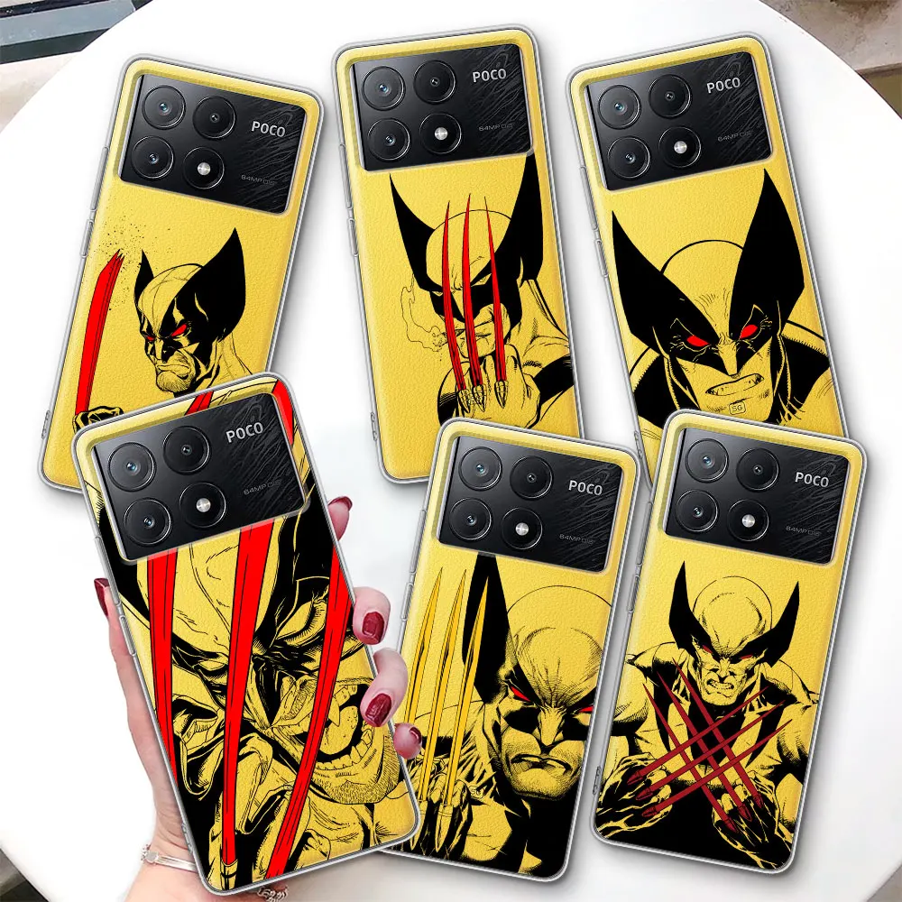 Marvel Wolverine Phone Case for Xiaomi Poco X6 F5 M5s X3 X5 F3 M3 Pocophone F1 X4 F4 M5 F2 Pro TPU Soft Transparent Cover