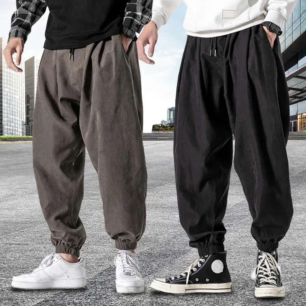 

Trendy Hip Hop Trousers Solid Color Versatile Shrinkable Cuffs Male Casual Hip Hop Joggers Pants