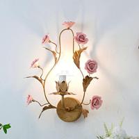 Wedding Rose Ceramic LED Wall Light Hotel Guest room project Lighting E14 Led Wall Lamp Living Room Wedding flower Wall Fixture