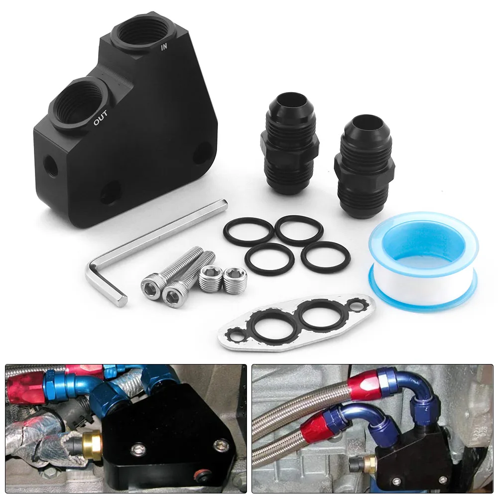 Black Oil Cooler Adapter For Corvette C5 C6 C7 LS1 LS2 LS3 LS6 LS7 For GM For CK 99-07 BK