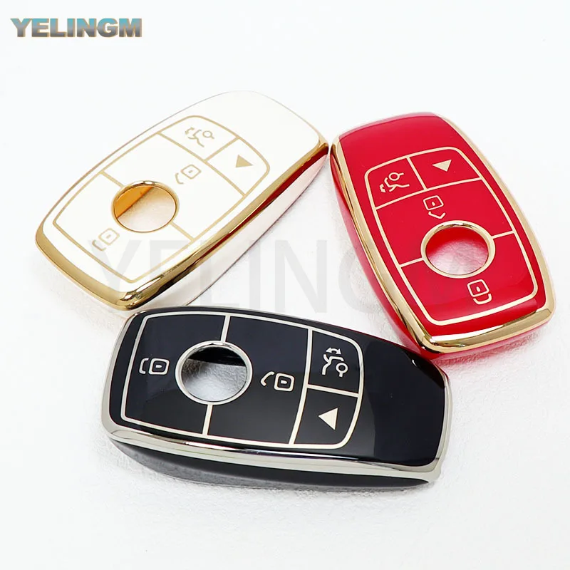 4-Tasten-Soft-TPU-Autoschlüsselhülle für Mercedes-Benz A/B/C/E/G/S-Klasse CLA CLS GLA GLB GLC GLE GLS EQA EQB EQC Kratzfeste Abdeckung
