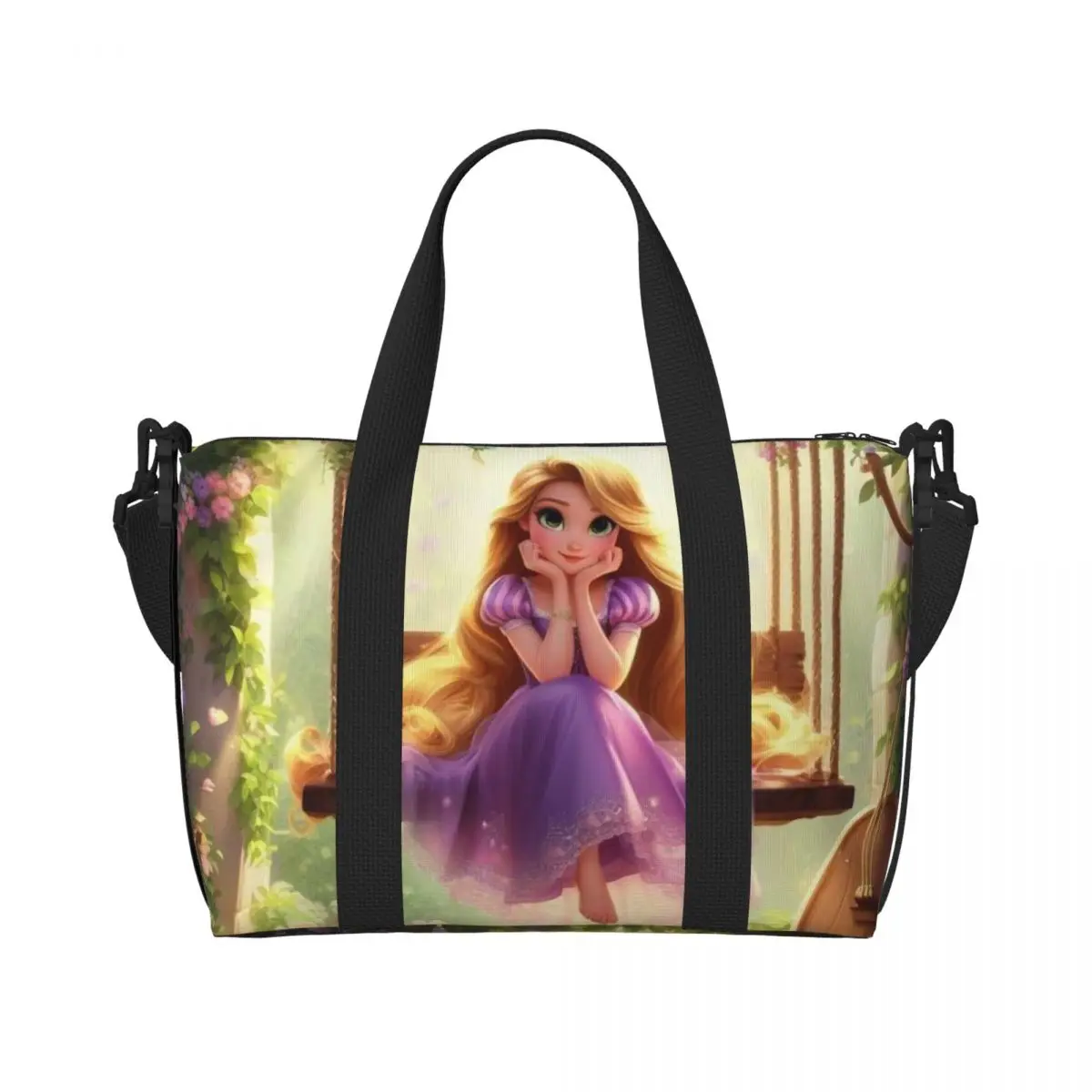 

Custom Large Princess Wallpaper Cute Cartoon Tote Bag for Women Shopper Shoulder Gym Beach Travel Bag