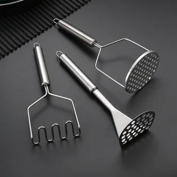 Stainless Steel Potato Masher Manual Fruit Vegetable Pressure Mud Machine Kitchen Children Food Crusher Complementary Gadget 1