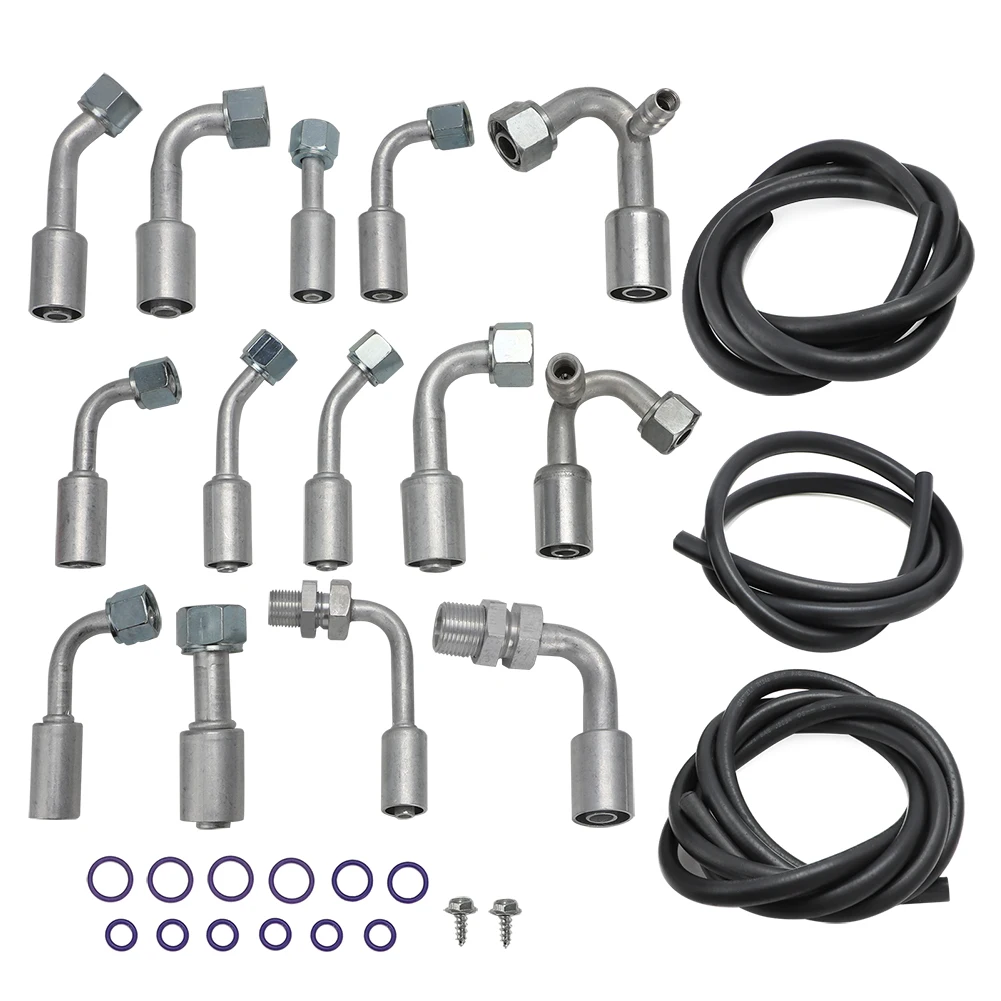 Universal For GM A/C Air Conditioning Ext Length Hoses & Fittings & O-rings Kit  For Chevrolet/Chevy/GMC For Car Truck