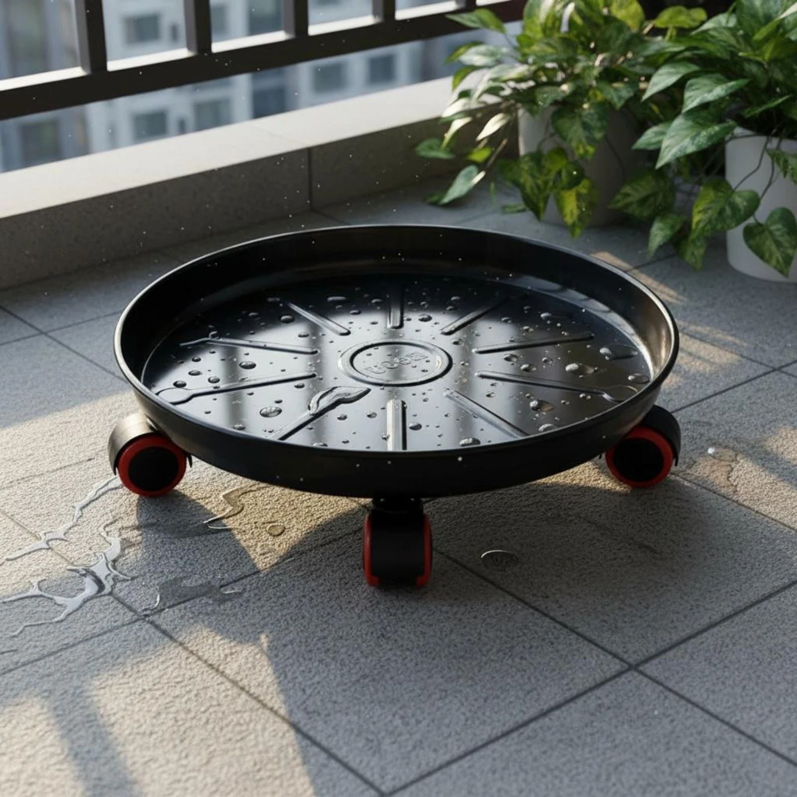 

Rolling Plant Cart 360 Degree Wheels Metal Plant Cart Rolling Pot Tray Heavy Duty Garden Item Rust Resistant for Indoor