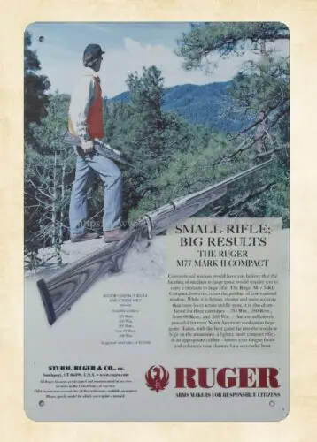 Ruger M77 Mark II MKII Compact RIFLE metal tin sign inexpensive wall art