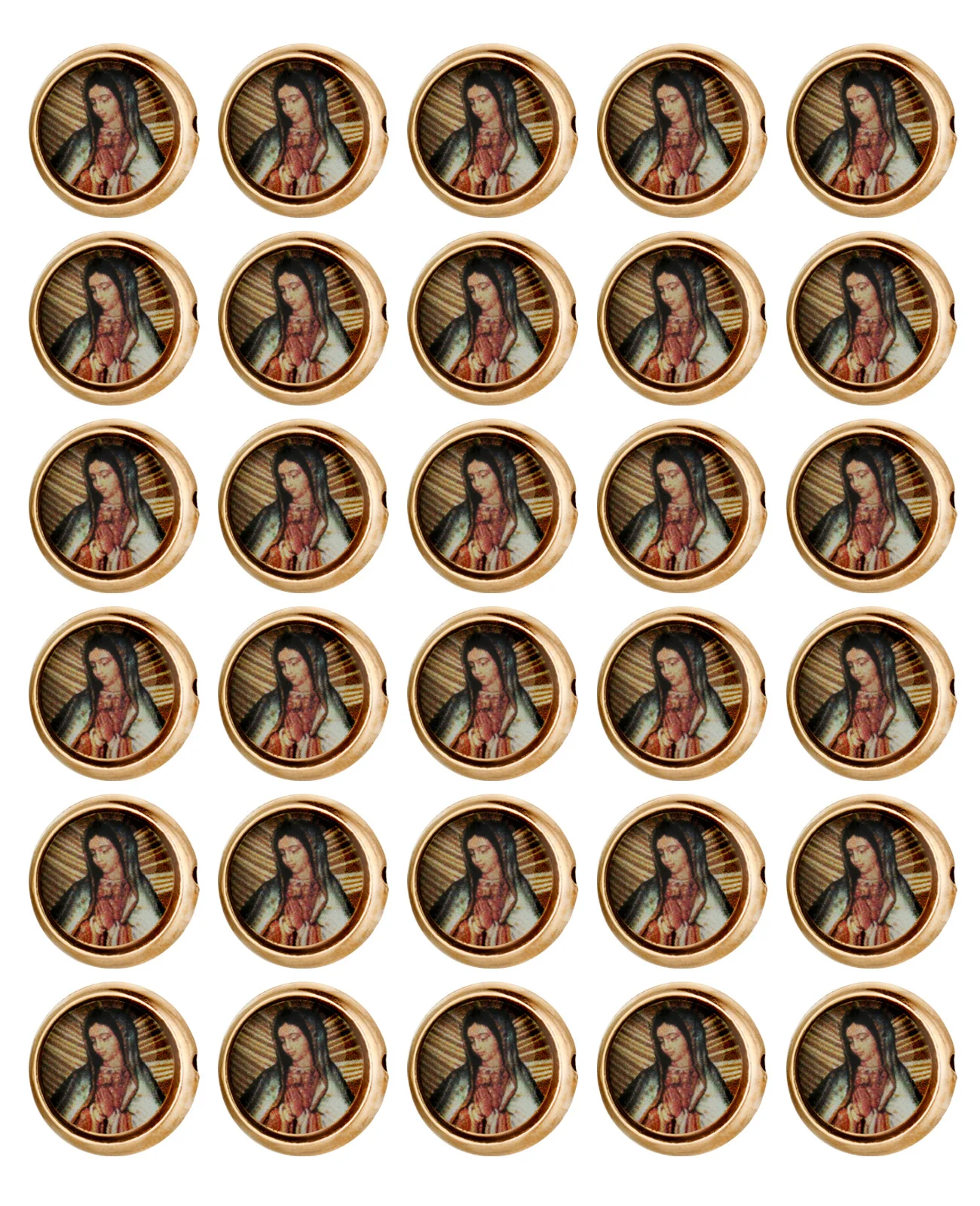 10pcs Round Our Lady of Guadeloupe Icon Beads Catholic Virgin Mary Loose Spacer Beads for DIY Rosary Making Accessories