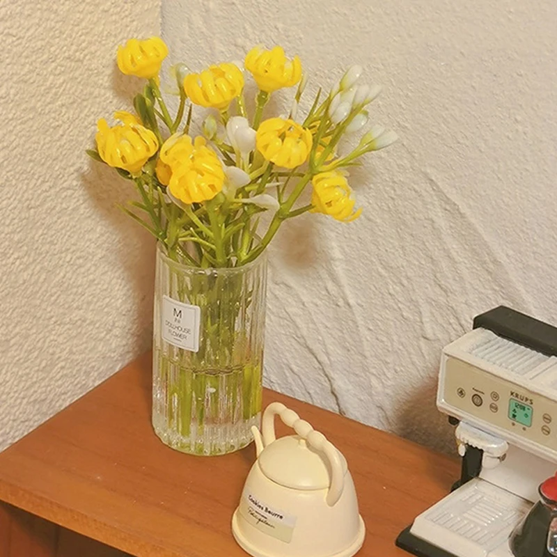 1:12 Poppenhuis Miniatuur Boeket Potplanten Tafel Bloemen Groen Bonsai Model Voor Poppenhuis Decor Kinderen Fantasiespel Speelgoed