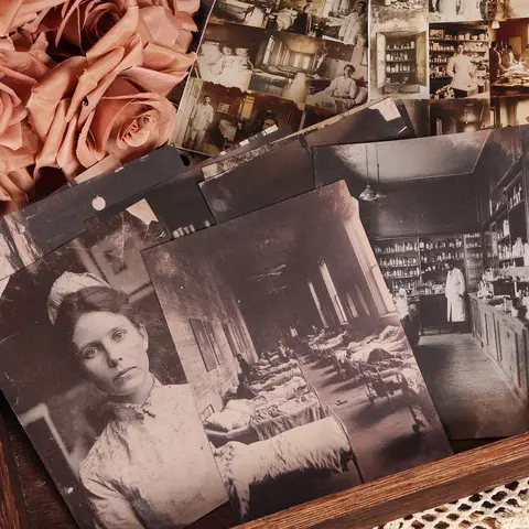 32papers and 36stickers Vintage Hospital DIY Decoupage Paper Kit, for Nostalgic Artwork, Scrapbooking Supplies, Collectible Gift