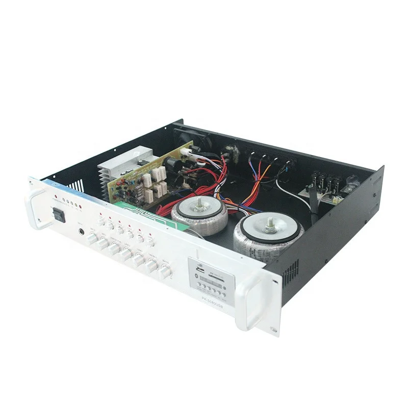 Small Power Amplifier 2U Silver Sound Equipment Voltage Amplifier Speakers with BT/USB/SD/FM/Remote