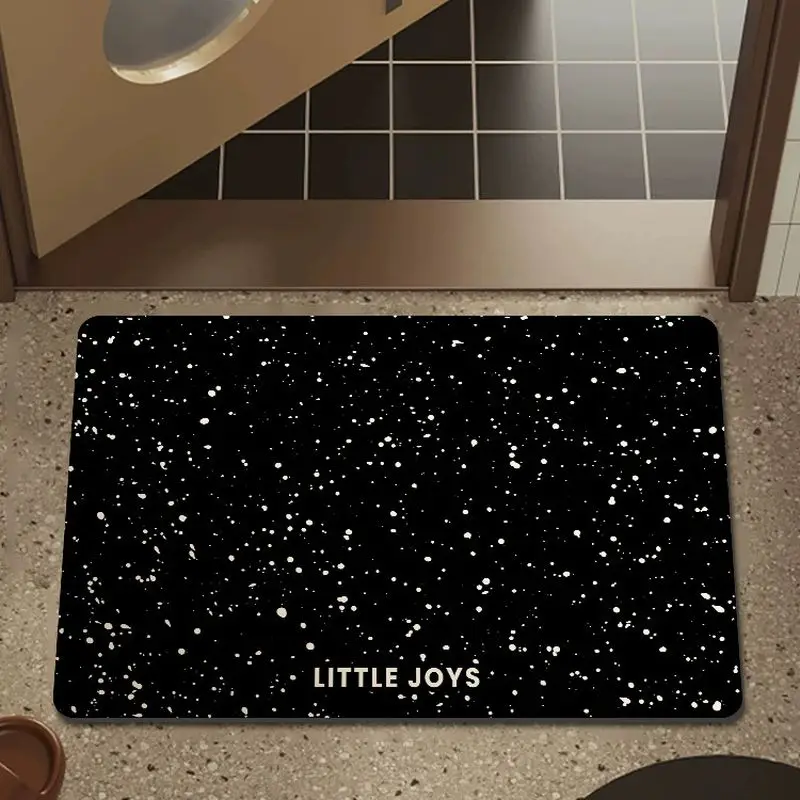 VIKAMA Modern Minimalist Ivory Black Speckle Spots Rectangle Bath Mat Quick Dry Absorbent Home Decor Unique Gift Soft Durable