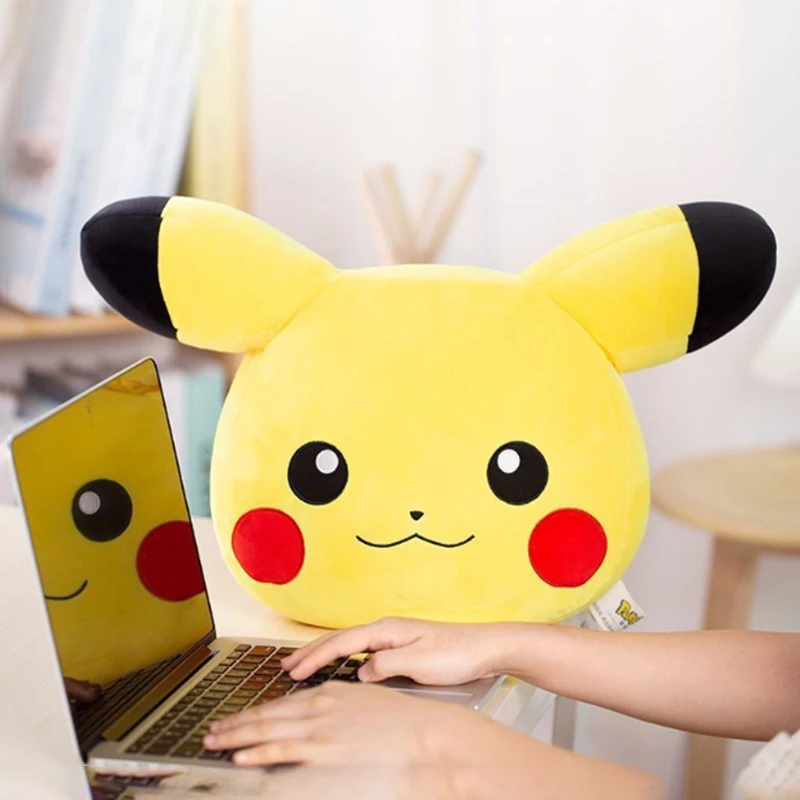 

Милая плюшевая подушка-игрушка Покемон Пикачу, мягкая набивная кукла в форме головы аниме-персонажа, мультяшная игрушка-подушка, идеальный подарок для фанатов и девочек