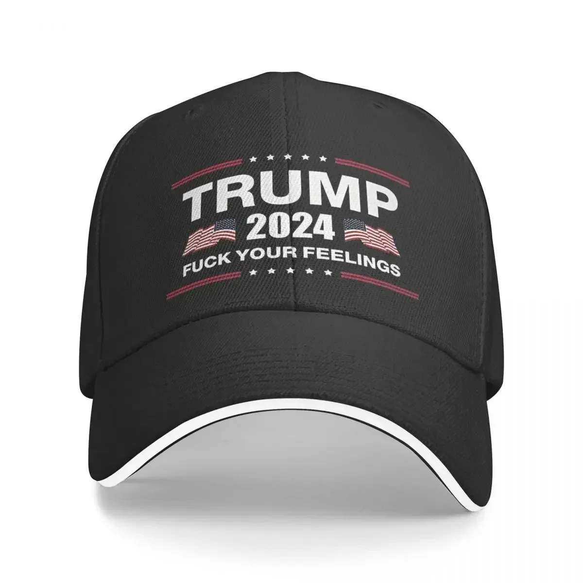 Trump 2024 FCK Your Feelings Funny Baseball Caps Retro Donald Trump Sandwich Cap Unisex Style Adjustable Caps Hat Travel Gift