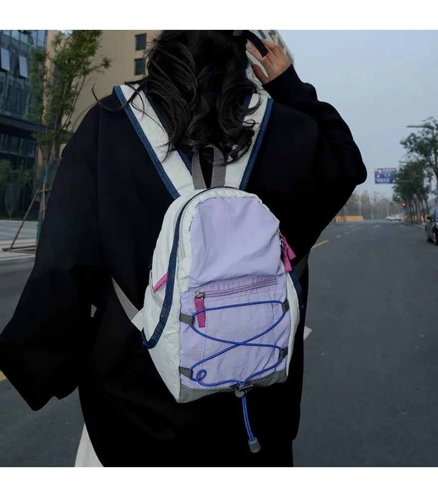Small schoolbag female style cute drawstring mini leisure bag travel light backpack female