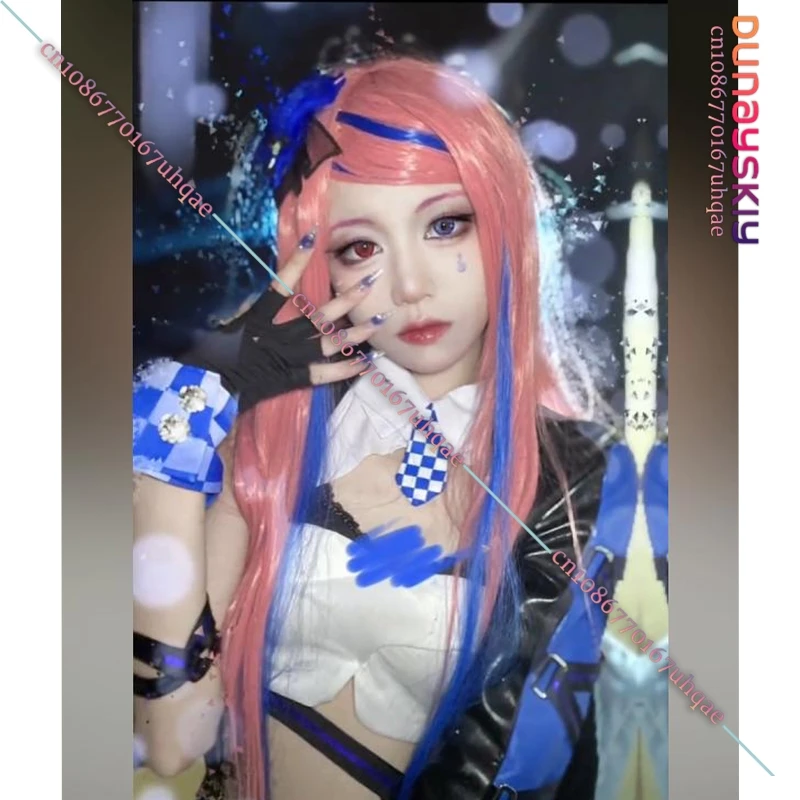 

Школьная форма SAIKOU*/Luka Idol: длинное синее пальто, брюки JK, розовый жилет, один хвостик, косплей по аниме Project Sekai 2025 Magic School