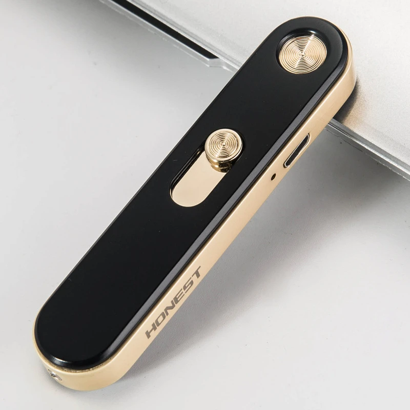 USB charging ultra-thin windproof metal lighter, men's and women's electronic cigarette lighter, fashionable gift view 6