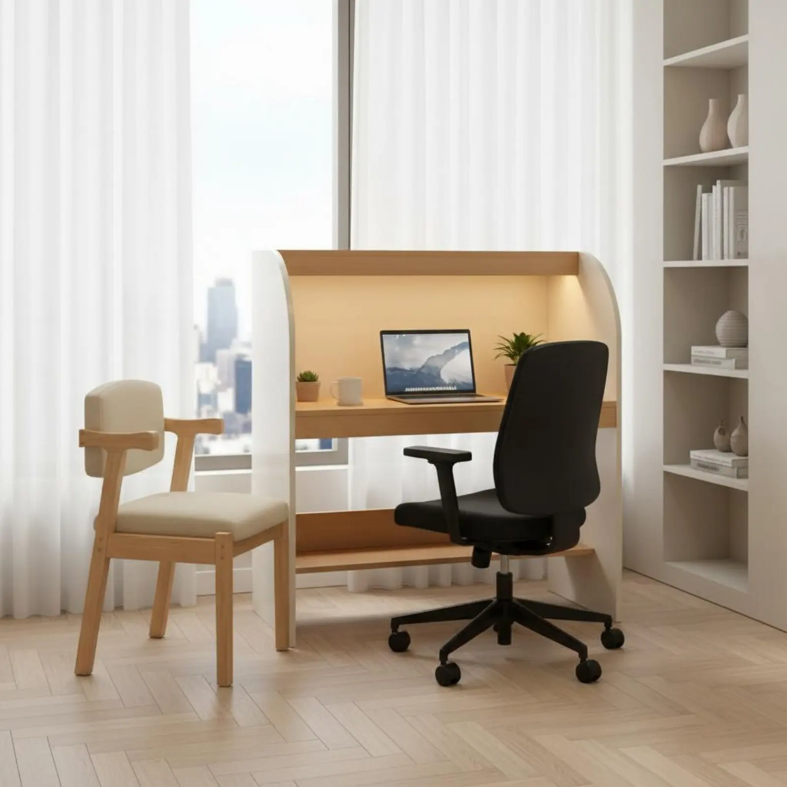 Student Study Carrel Built-in Lighting Lamp Library Carrel Desk Privacy Cubicle Desk Concentration-Enhancing Design for Students