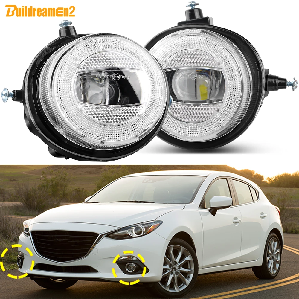 2 Pieces 30W Car Right + Left LED Lens Fog Light DRL H11 Replacement For Mazda 3 Axela 2012 2013 2014 2015 2016