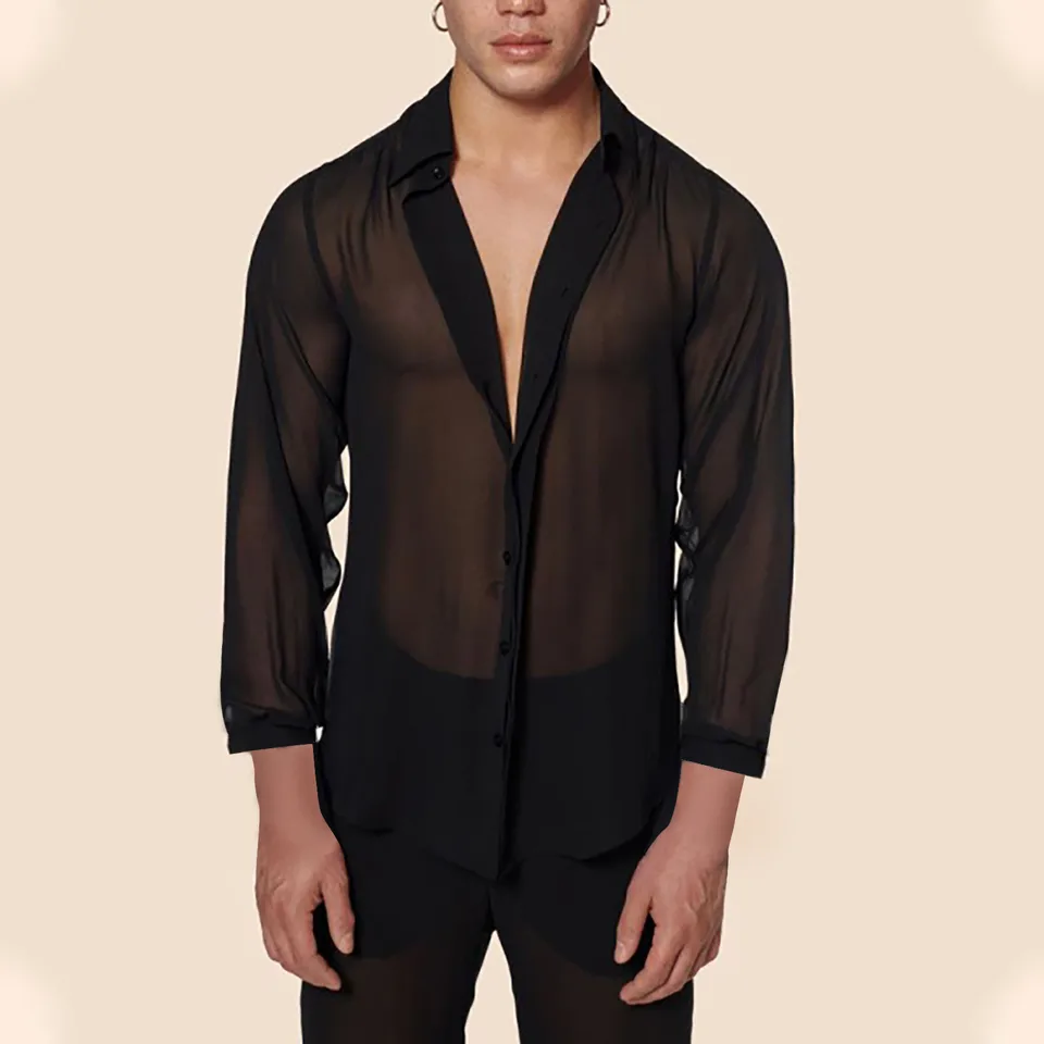 Breathable Black Casual Summer Men's Shirt