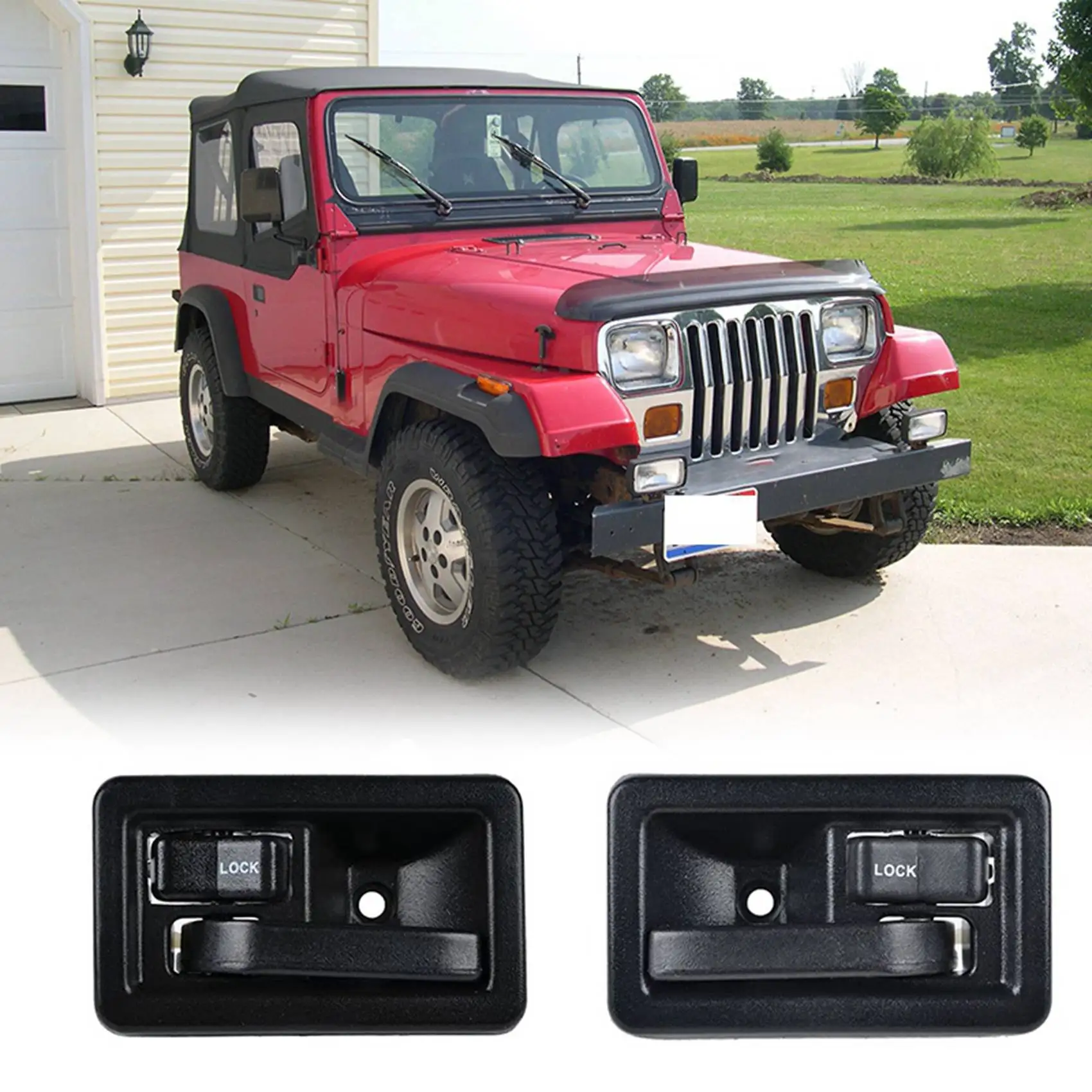 

2X Inside Door Handles Interior Pair Left & Right 55176477AB 55176476AB For 1987-2004 Jeep Wrangler YJ TJ-T48C