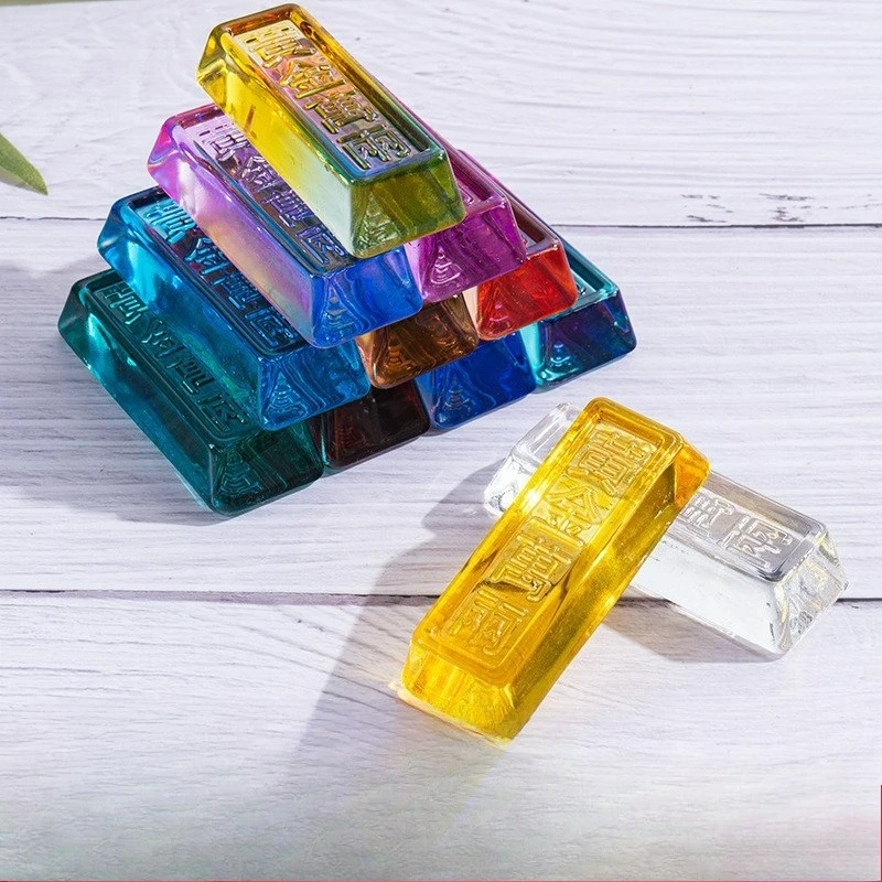 Crystal Glass Gold Brick Gold Bar Ornament Funeral Simulation Citrine Festive Wedding Creative Home
