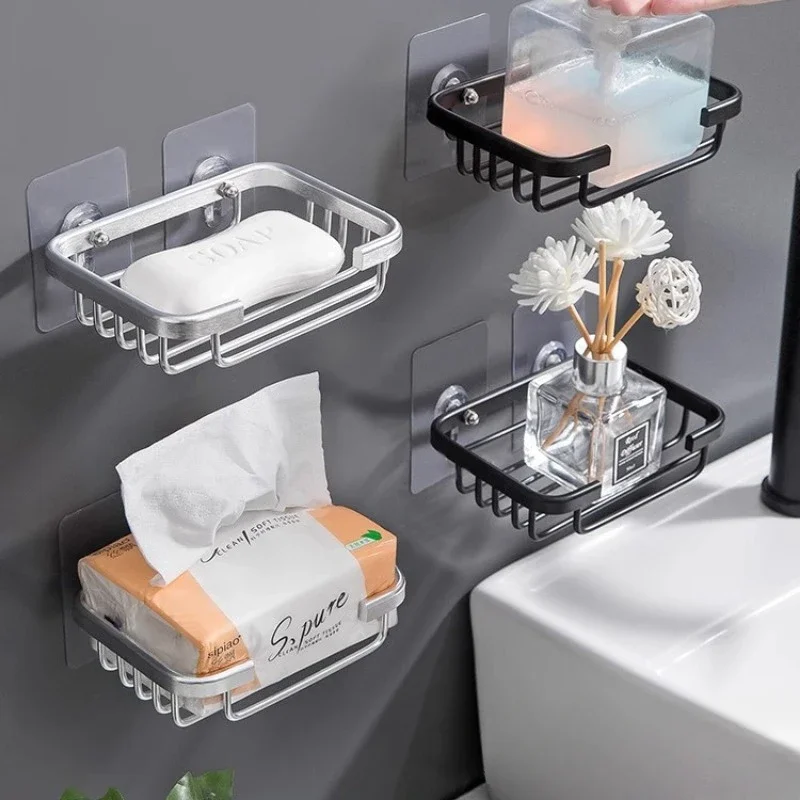 Wall Mounted Aluminum Soap Rack, Kitchen, Bathroom, Draining Soap Mesh, Soap Storage Rack, Multi-purpose