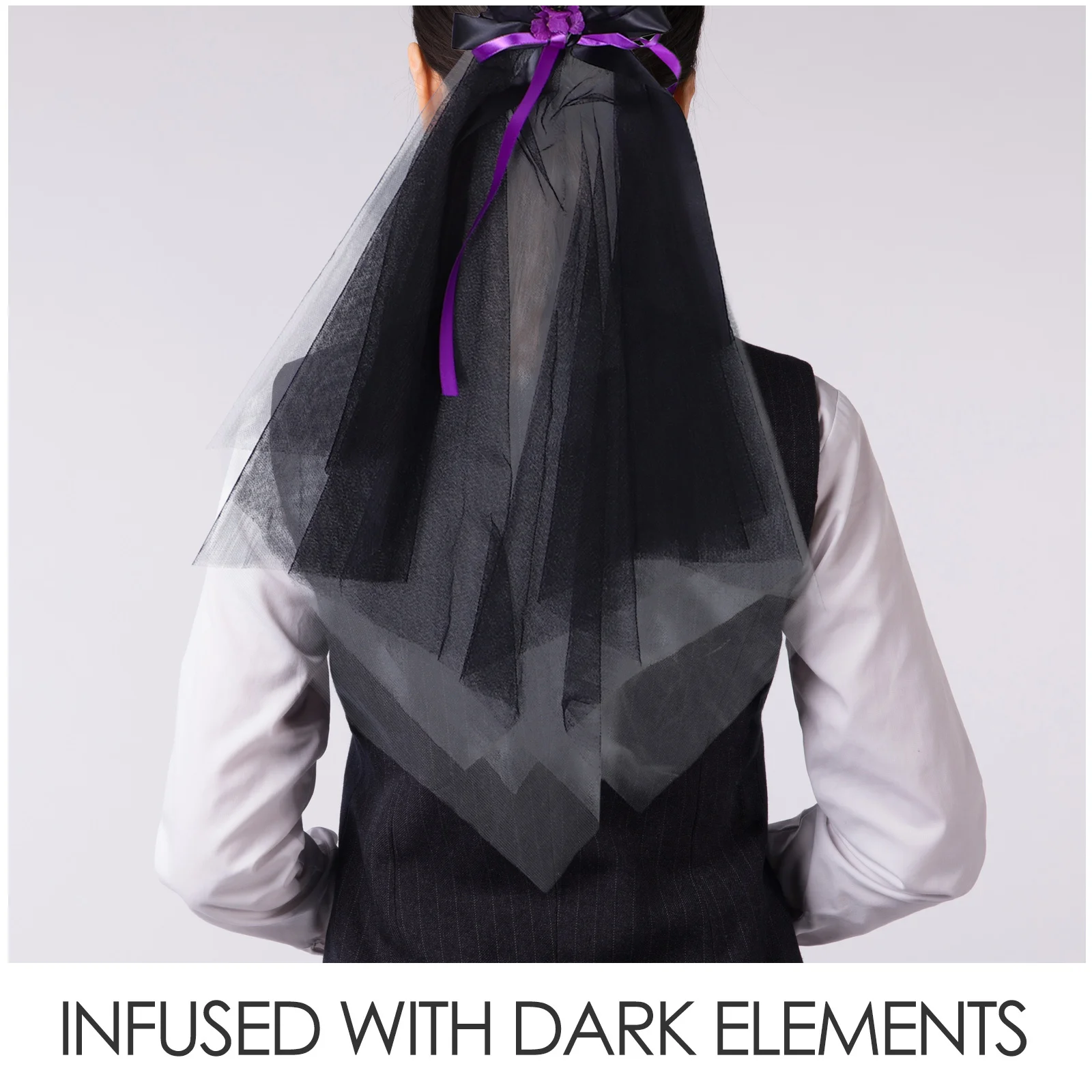 2 قطعة خوذة القوطية الحجاب الأسود عقال للنساء هالوين زي حفلة تأثيري ملحق الزفاف يوم الزفاف الموتى